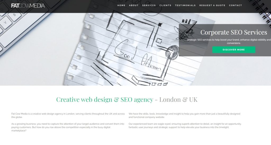 Fat Cow Media B2B SEO agency homepage