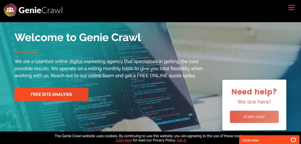 Genie crawl B2B SEO homepage