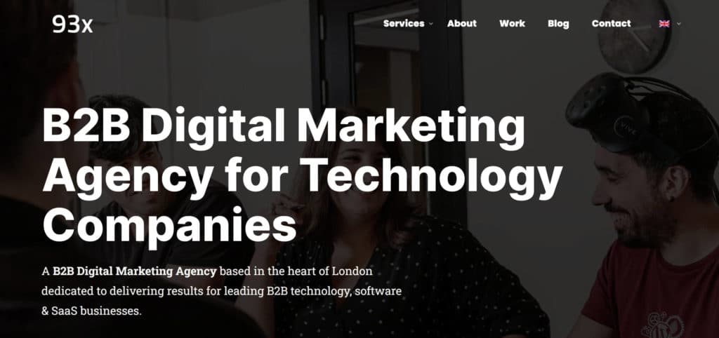 93x B2B SEO agency homepage