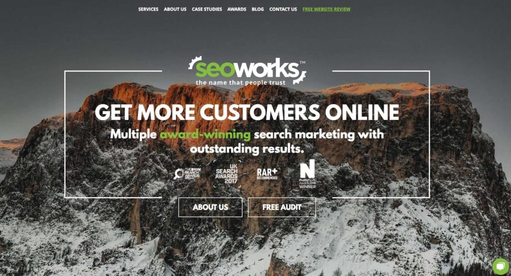 Seoworks B2B SEO homepage