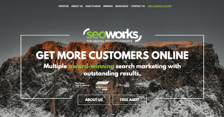 Screenshot of SEO Works' website homepage