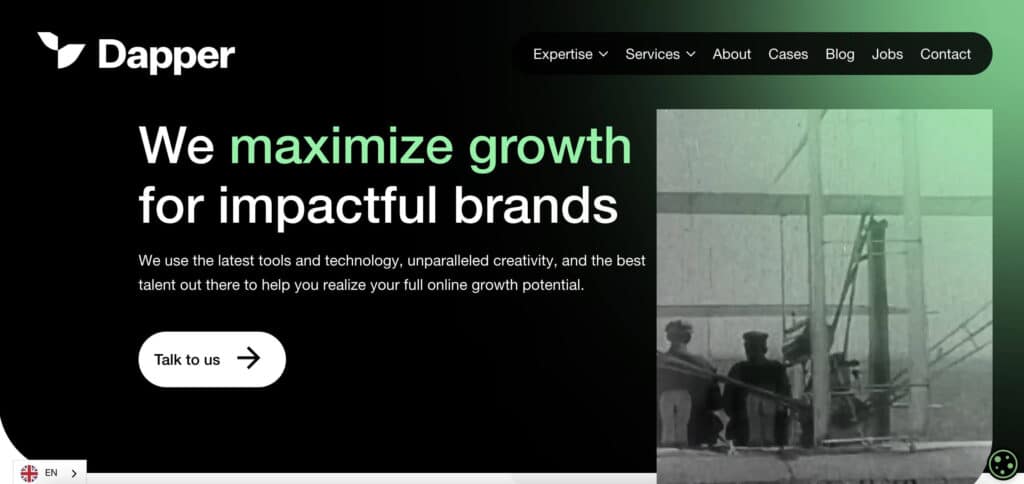 Screenshot of Dapper Agency's website homepage