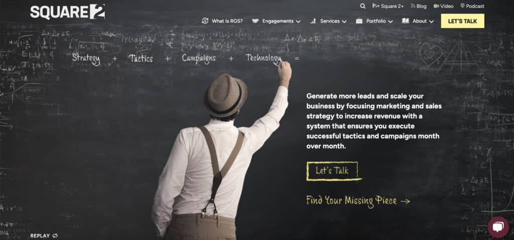 Screenshot of Square 2 Marketing's website homepage