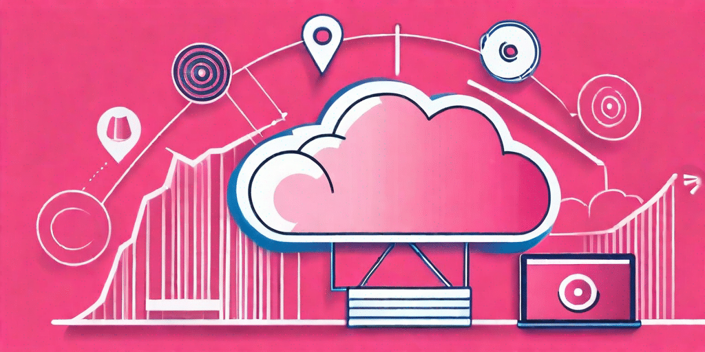 A digital cloud with various marketing tools like a megaphone