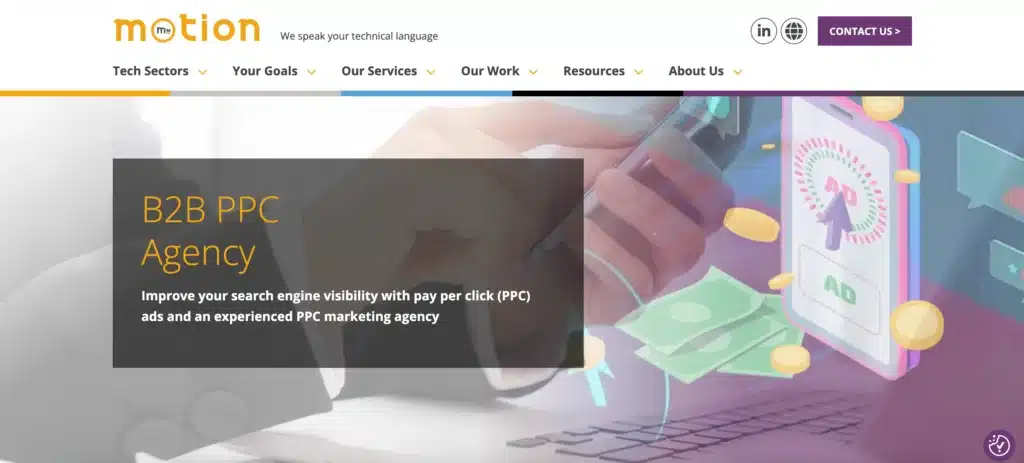 Motion's PPC services website page