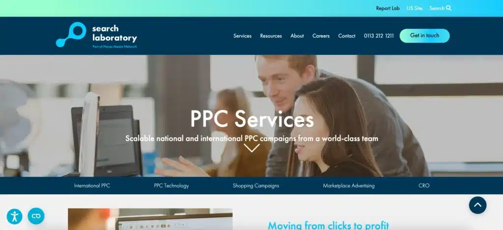 Search Laboratory's PPC services website page