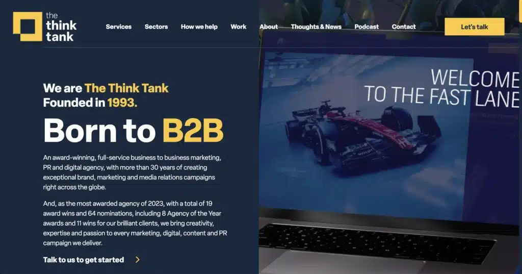 The Think Tank's website homepage