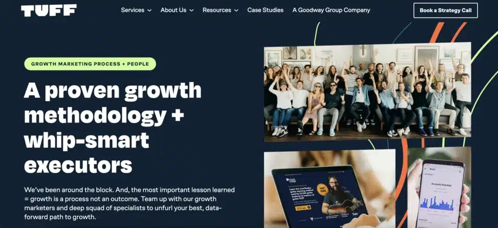 Tuff Growth's website homepage